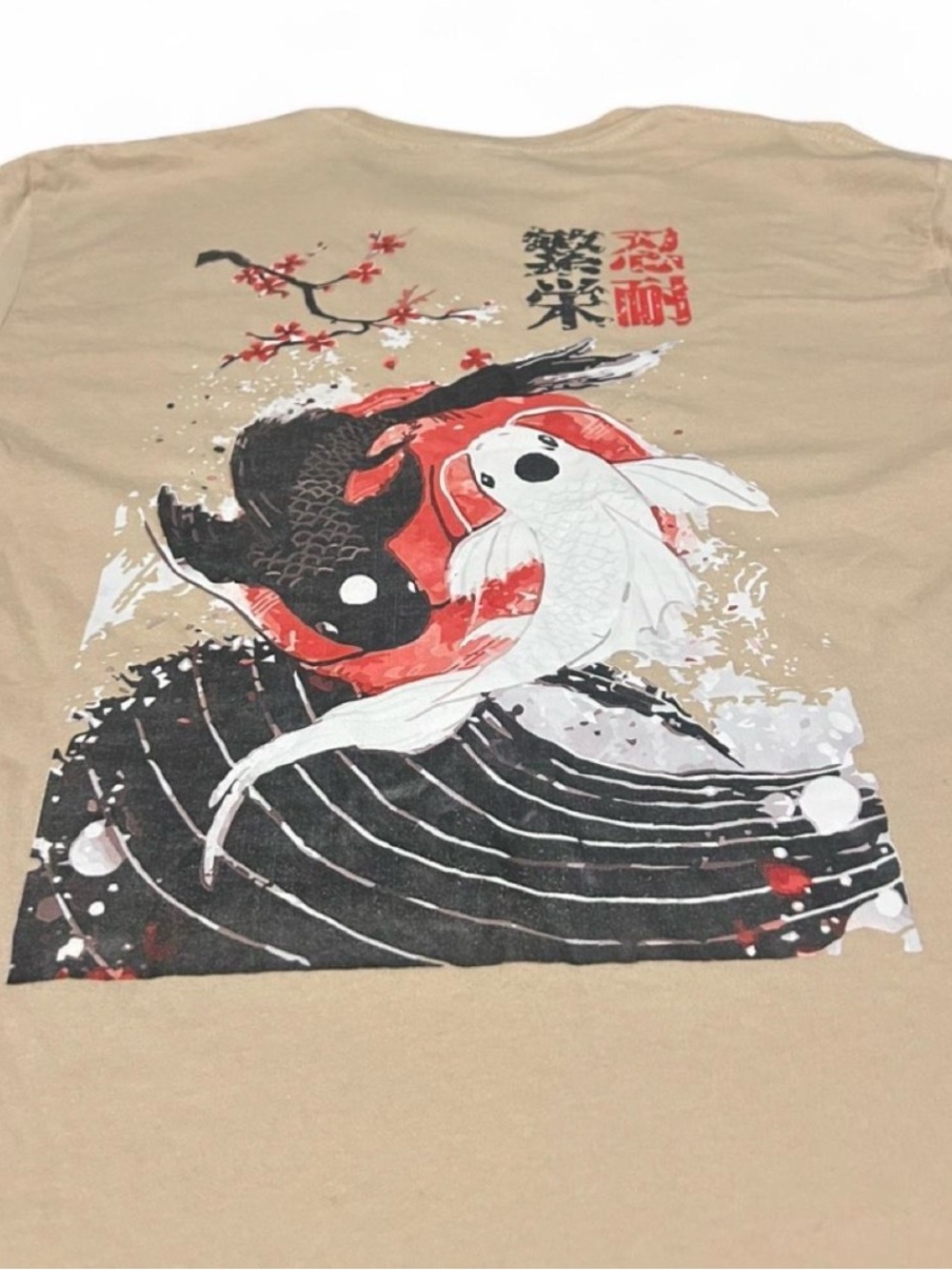 Japanese koi fish tan t-shirt - Picture 4 of 6